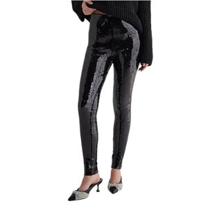 Express Black Super High Waisted Sequin Leggings NWT Size Small